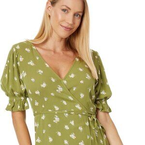 Billabong Chiquita Green Floral Mini Wrap Dress